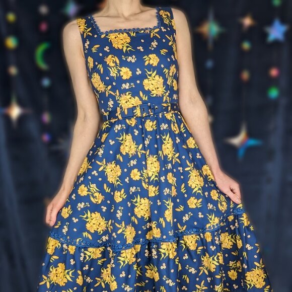 ModCloth x Collectif Retro Twee Floral Sleeveless Midi Swing Dress Size XL - Picture 3 of 10